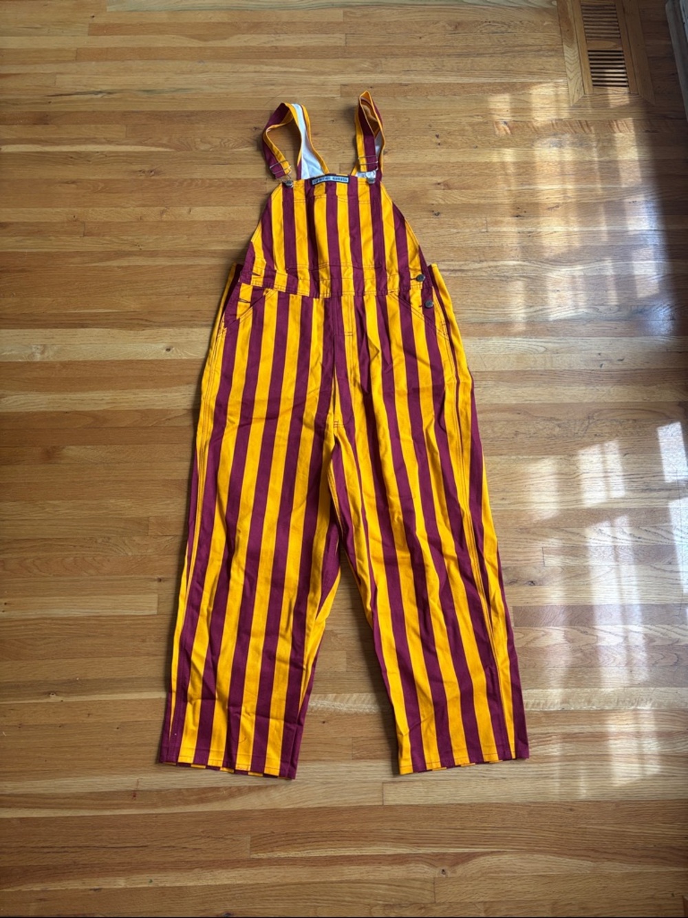 Game day bibs: Striped Yellow & Maroon Overalls